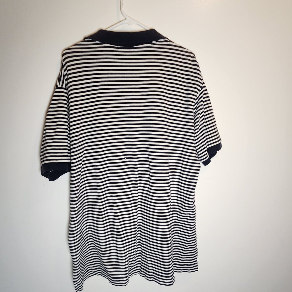 Nautica Polo Shirt Performance Deck Men XL Blue White Striped Pullover Casual - Picture 3 of 6